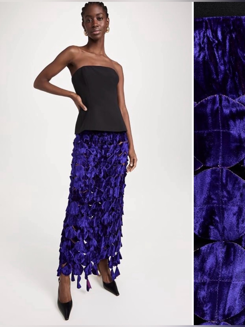 Purple Petal-Embellished Maxi Skirt